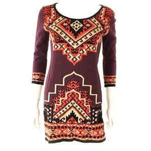 FLYING TOMATO boho print knit dress sweater dress